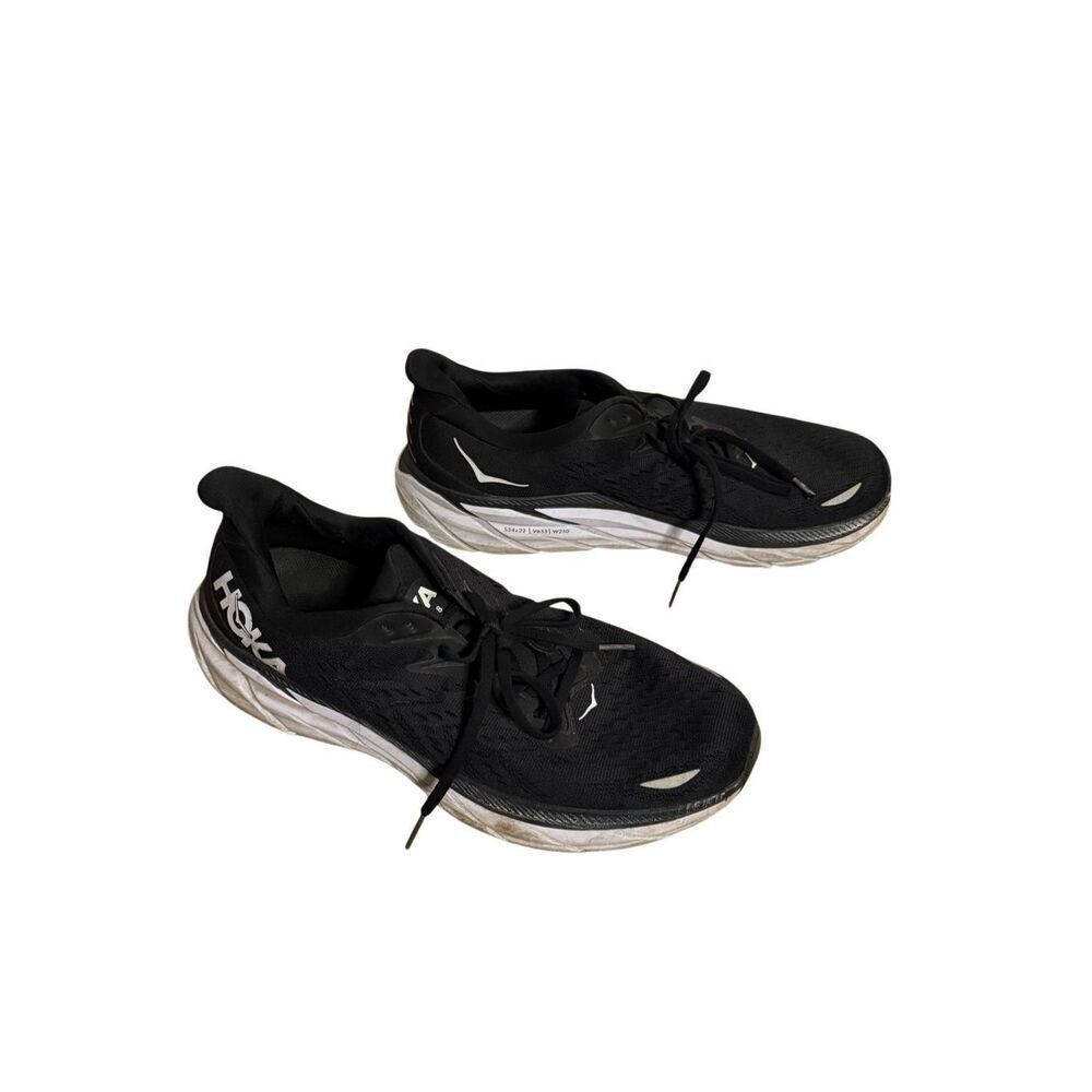 Hoka One One Mens Clifton 8 Black Running Shoes Sneakers Sz 11.5